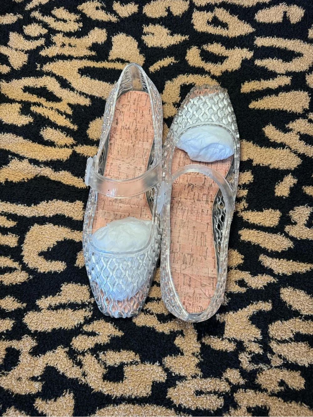 Clear Jelly Mary Jane Flats in Transparent Silver - Women's